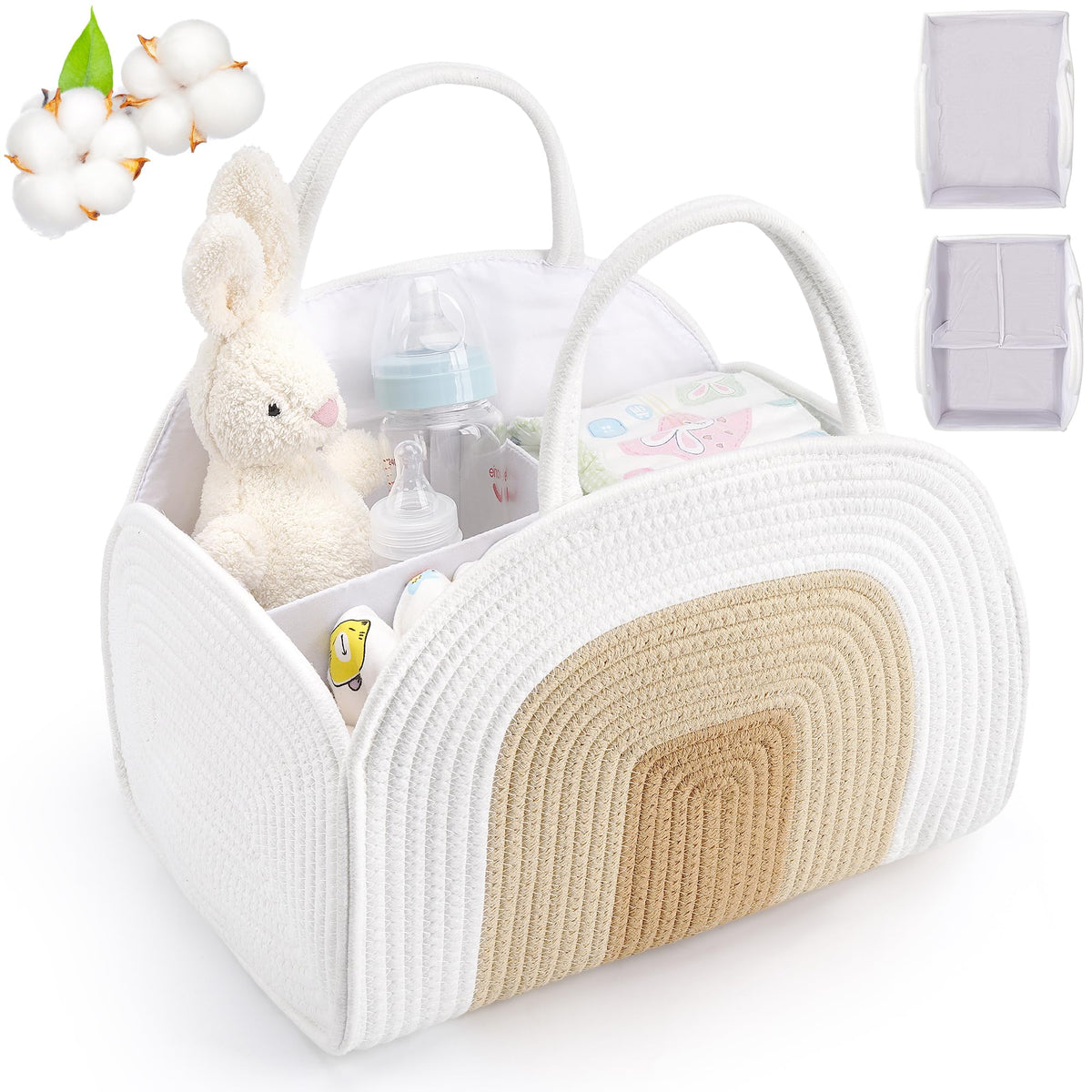 Maxuni baby diaper caddy table setup shows organized nursery essentials.