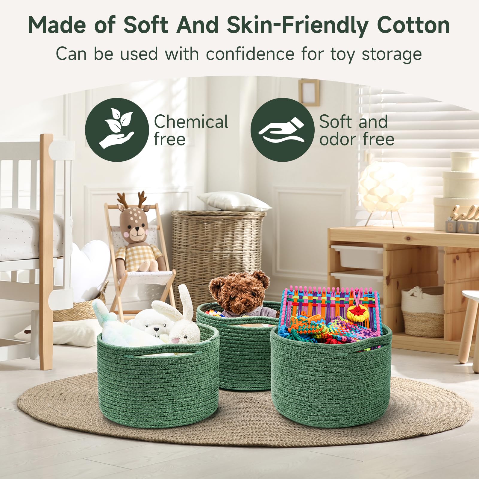 Maxuni baby diaper storage basket in green ideal for nursery organization