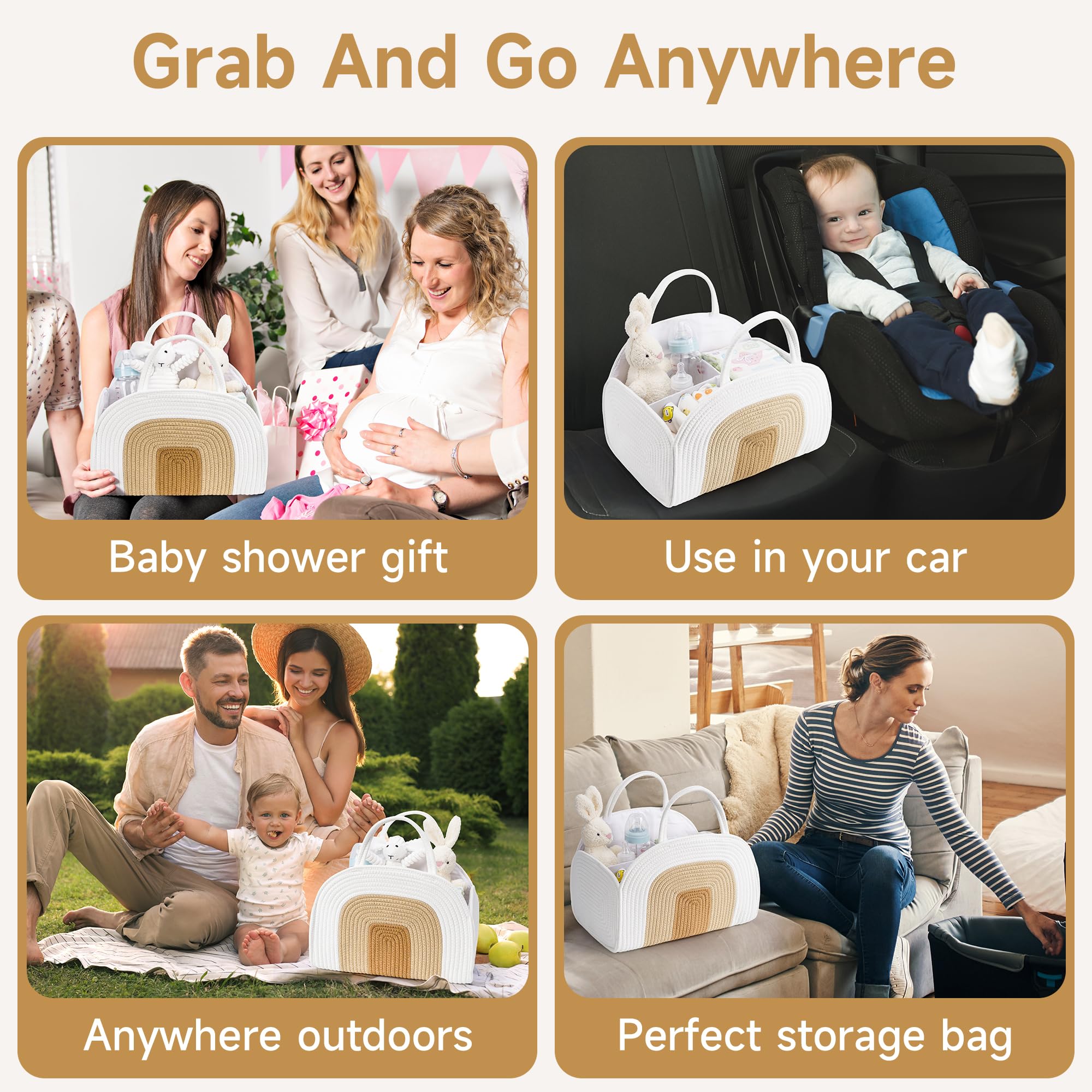 Maxuni baby shower gift-ready diaper caddy offers practical registry value.