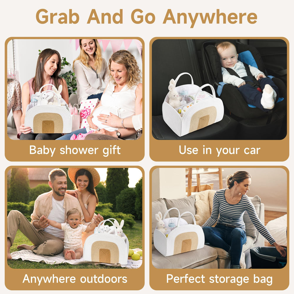 Maxuni baby shower gift-ready diaper caddy offers practical registry value.