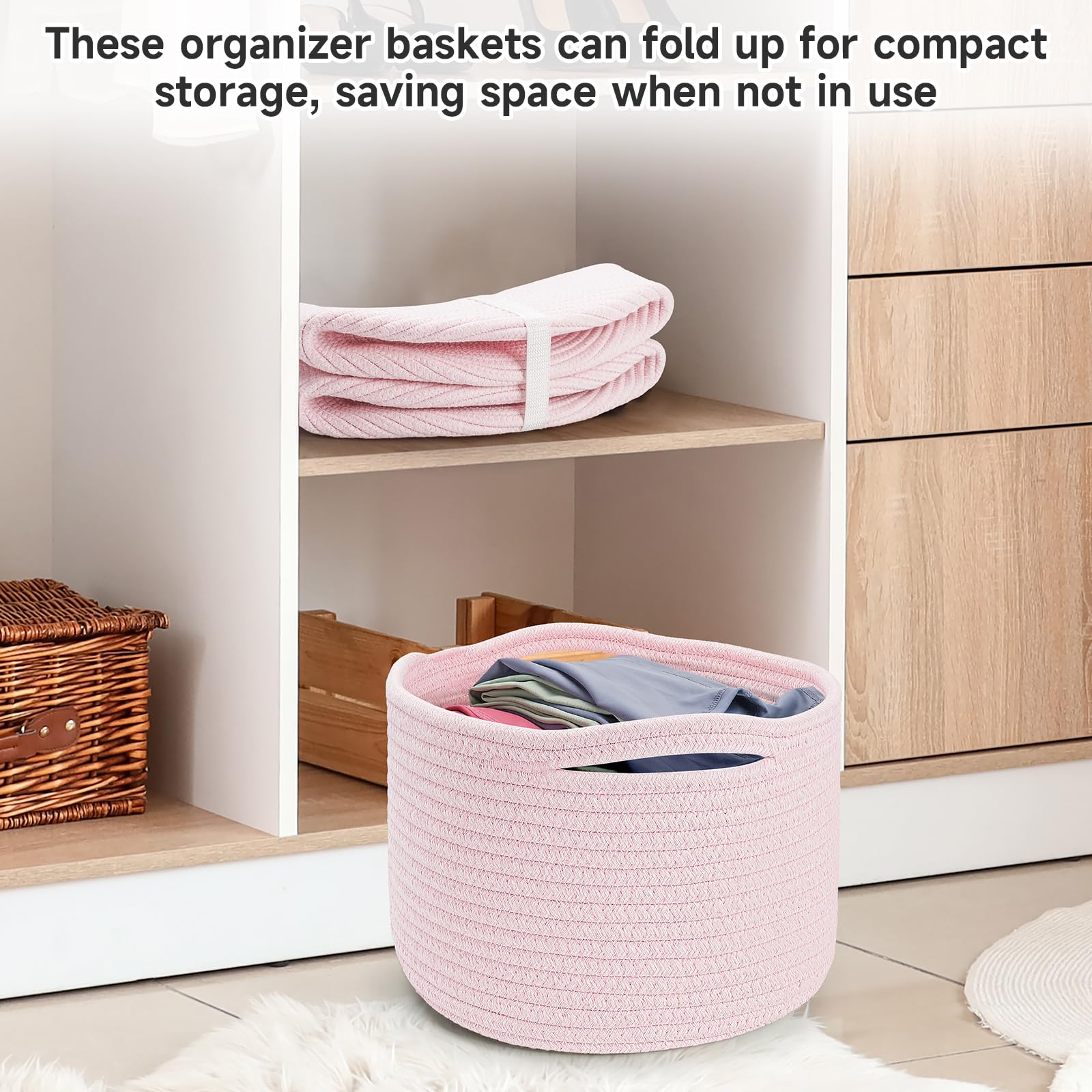 Maxuni baby toy storage basket pink keeps nursery toys organized and accessible.
