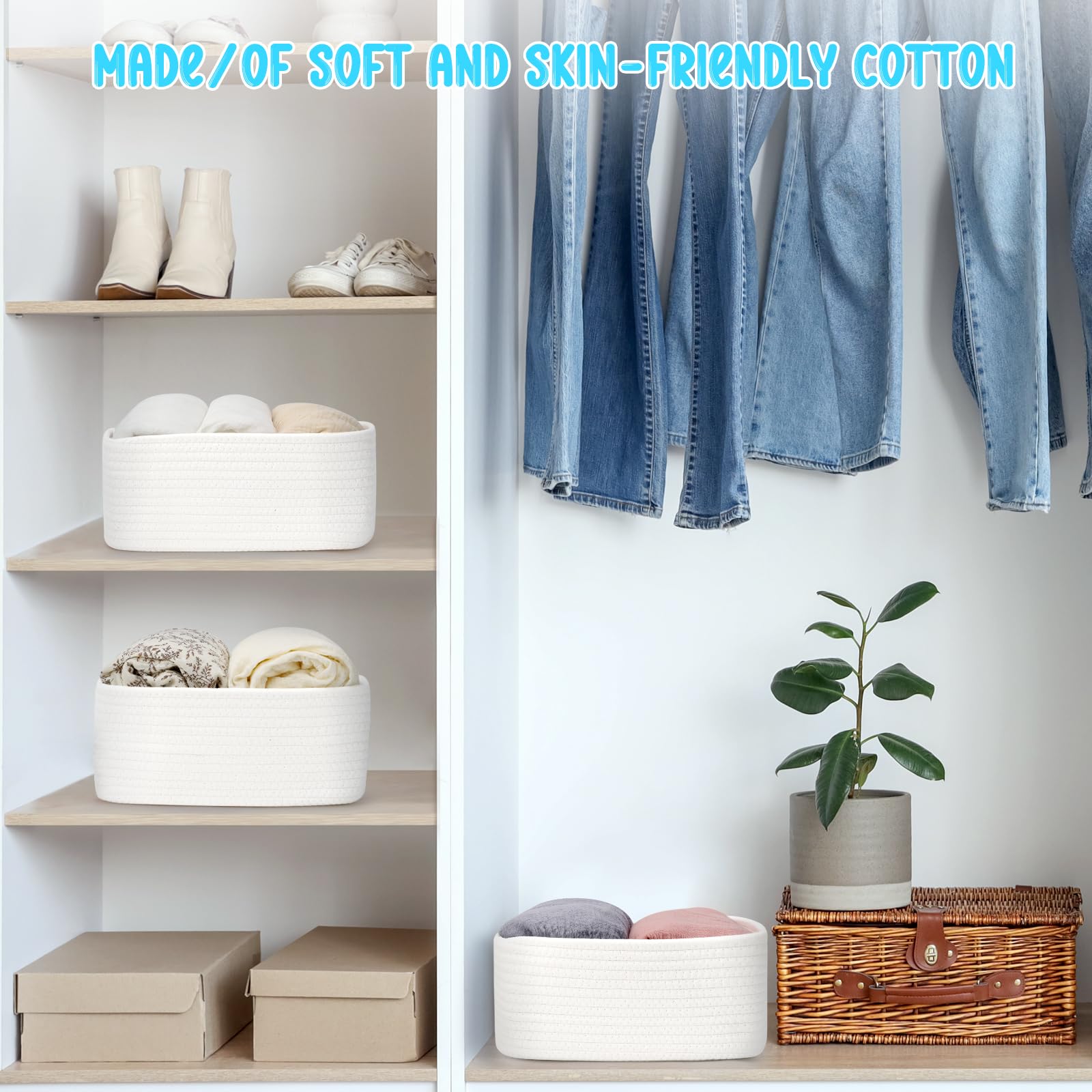 Maxuni reinforced handles on square rope basket—easy carrying and gift storage.