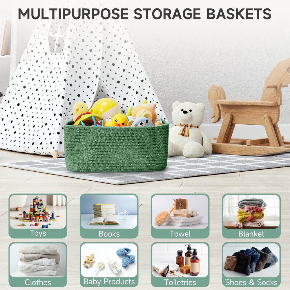 Maxuni classic green basket complements stylish home storage on shelves.