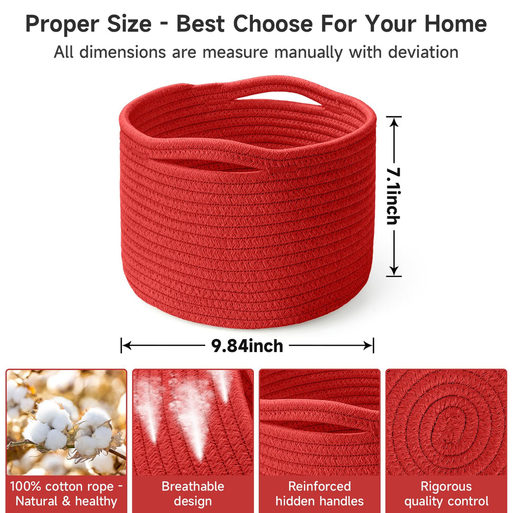 Maxuni small rope basket with reinforced hidden handles for easy carrying.