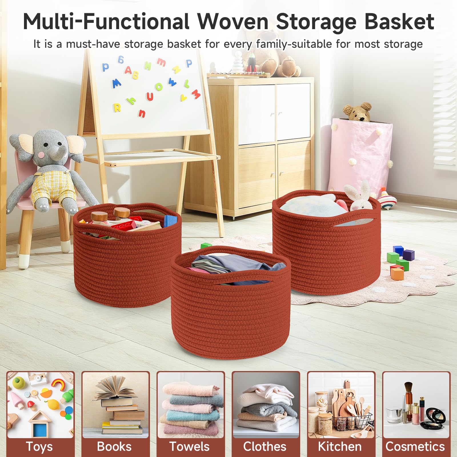 Maxuni decorative basket on a shelf complements home decor.