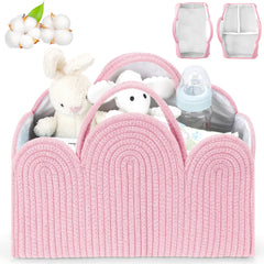 Maxuni diaper basket organizer pink front view showing accessible storage