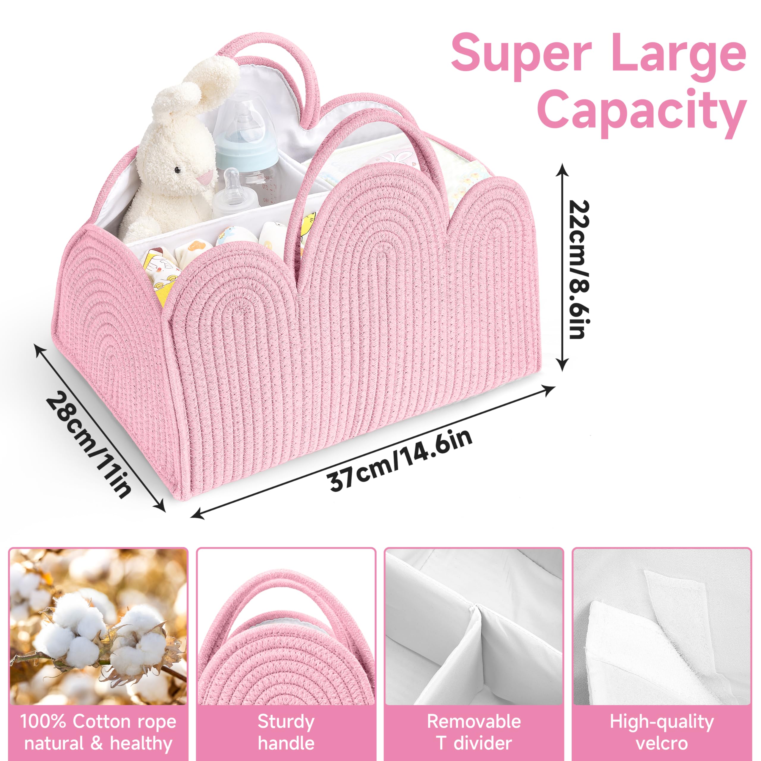 Maxuni diaper basket organizer removable dividers for customizing compartments