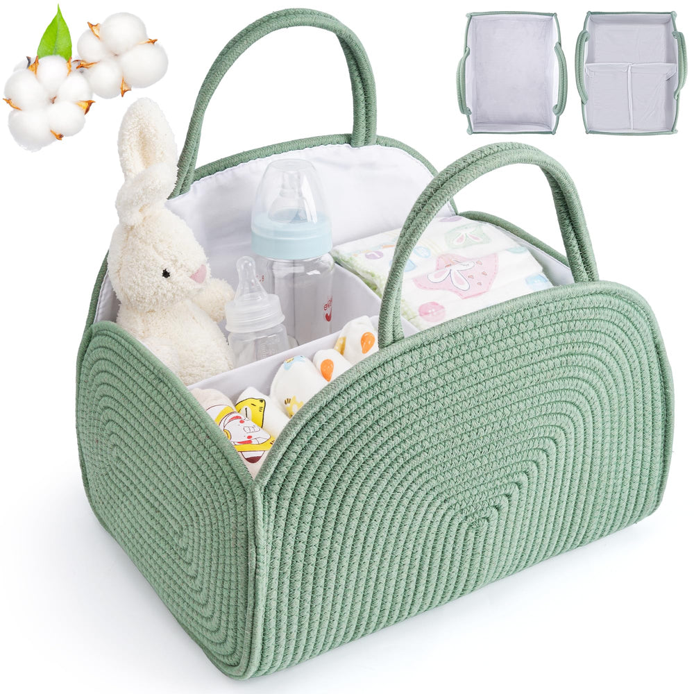 Maxuni diaper caddy with four compartments for organized nursery storage.