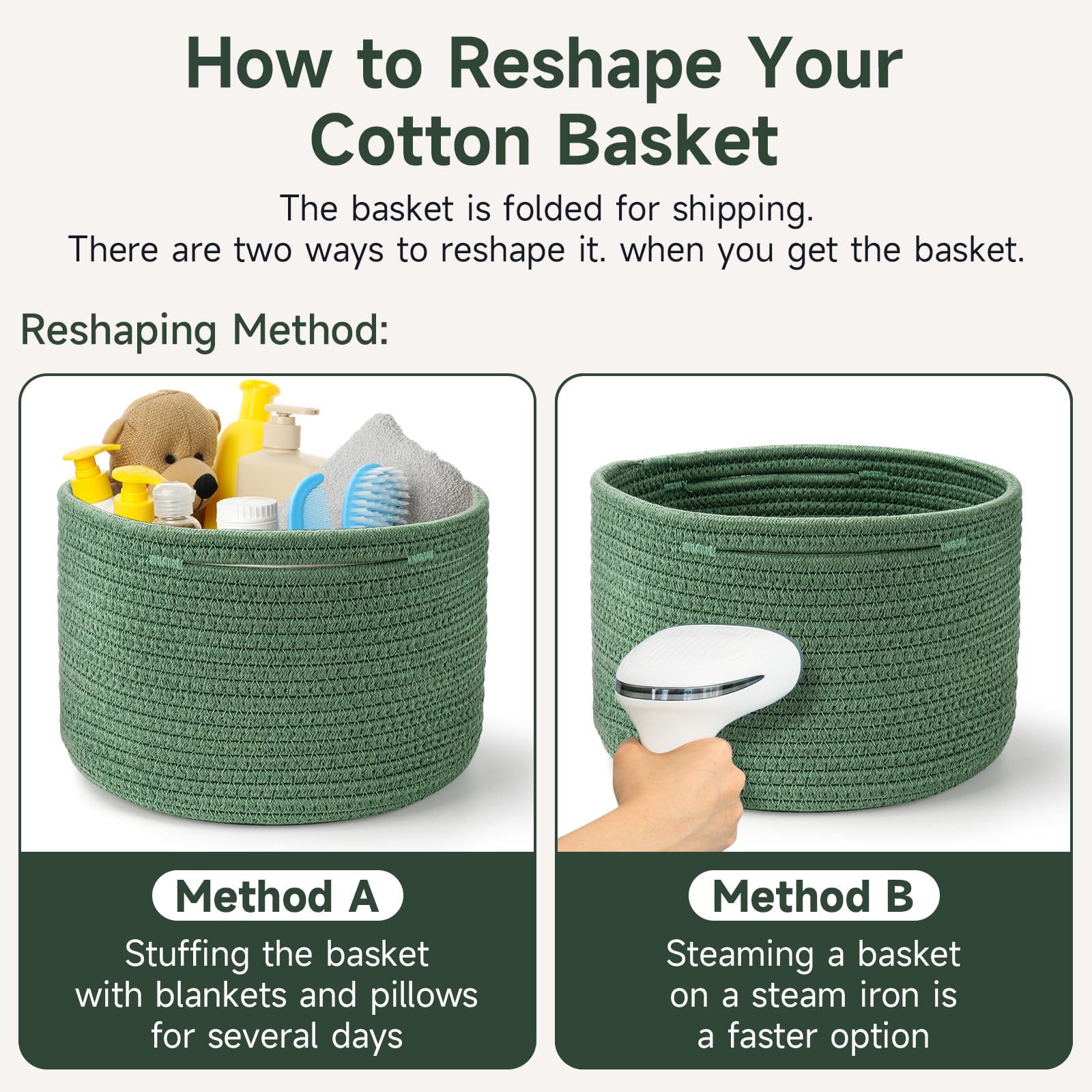 Maxuni easy-shaping steam tip helps baskets regain shape