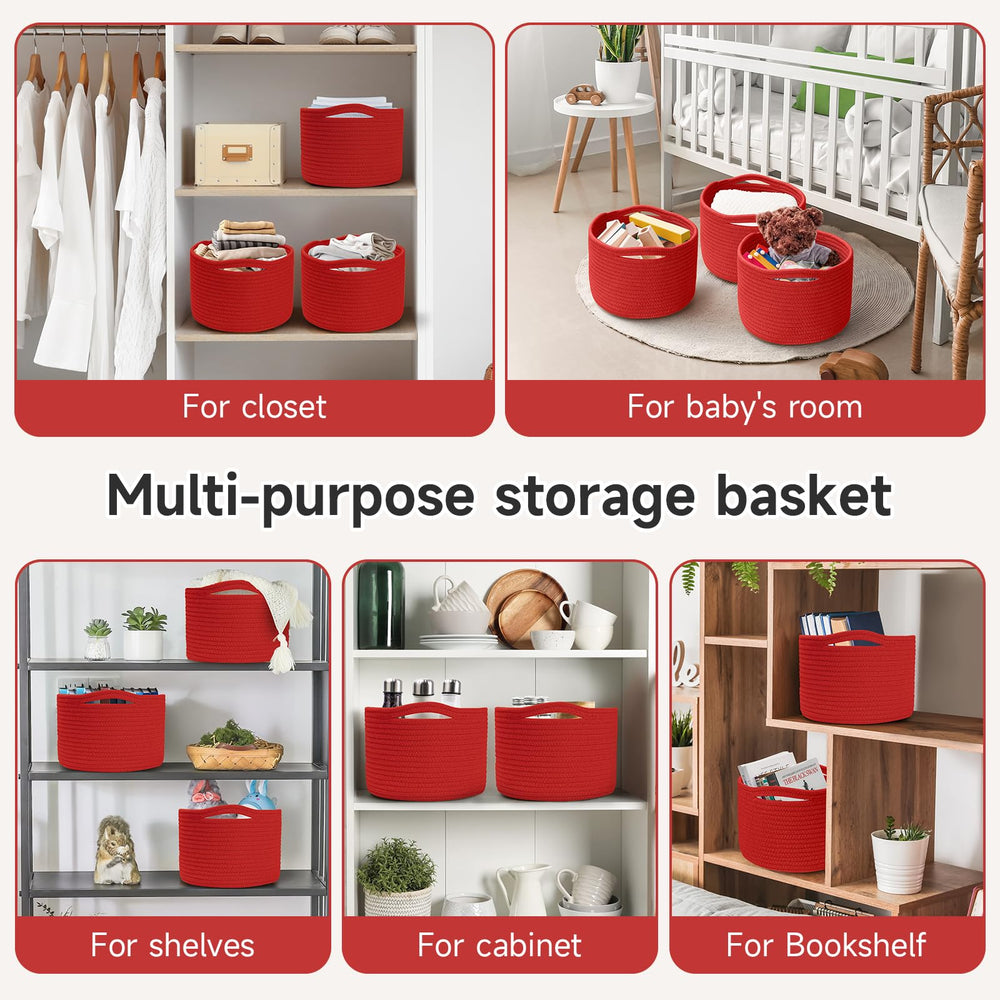 Maxuni red rope basket offers decorative storage with no odor.