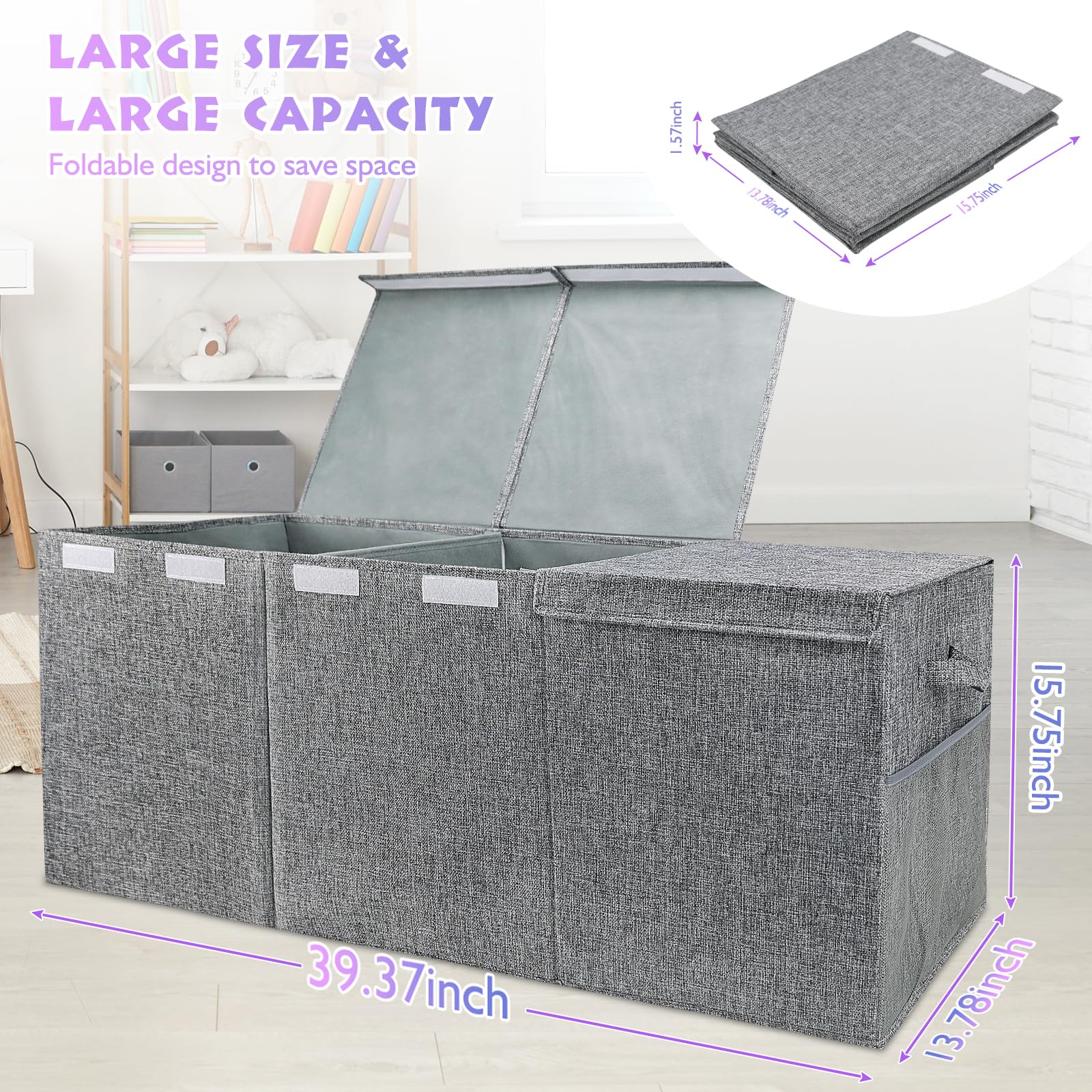 Maxuni multipurpose storage bin organizes toys, books, and blankets in any room.