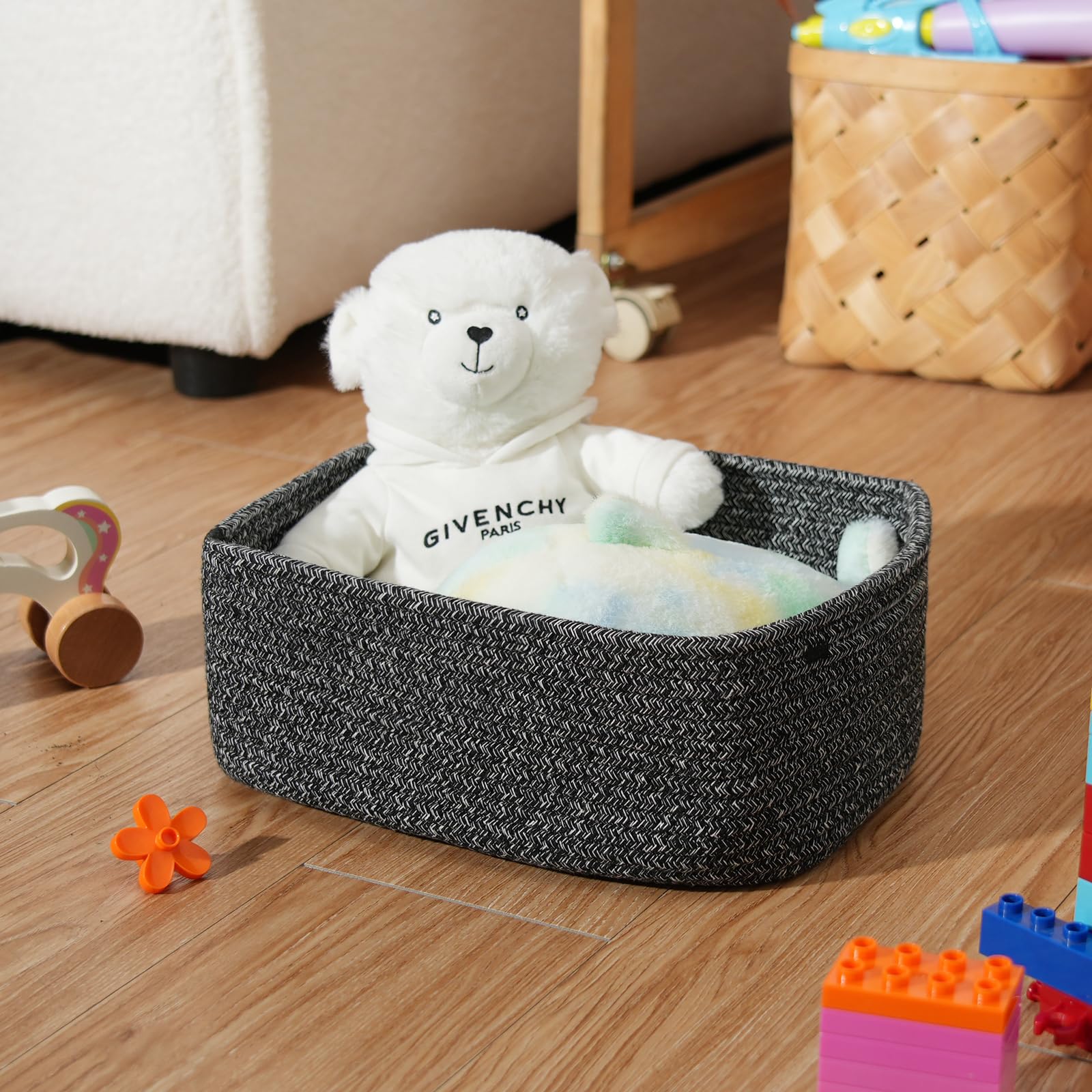 Maxuni room organization basket enhances clutter-free living spaces.