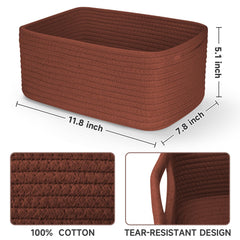 Maxuni rope basket reinforced hidden handles for easy access on shelves