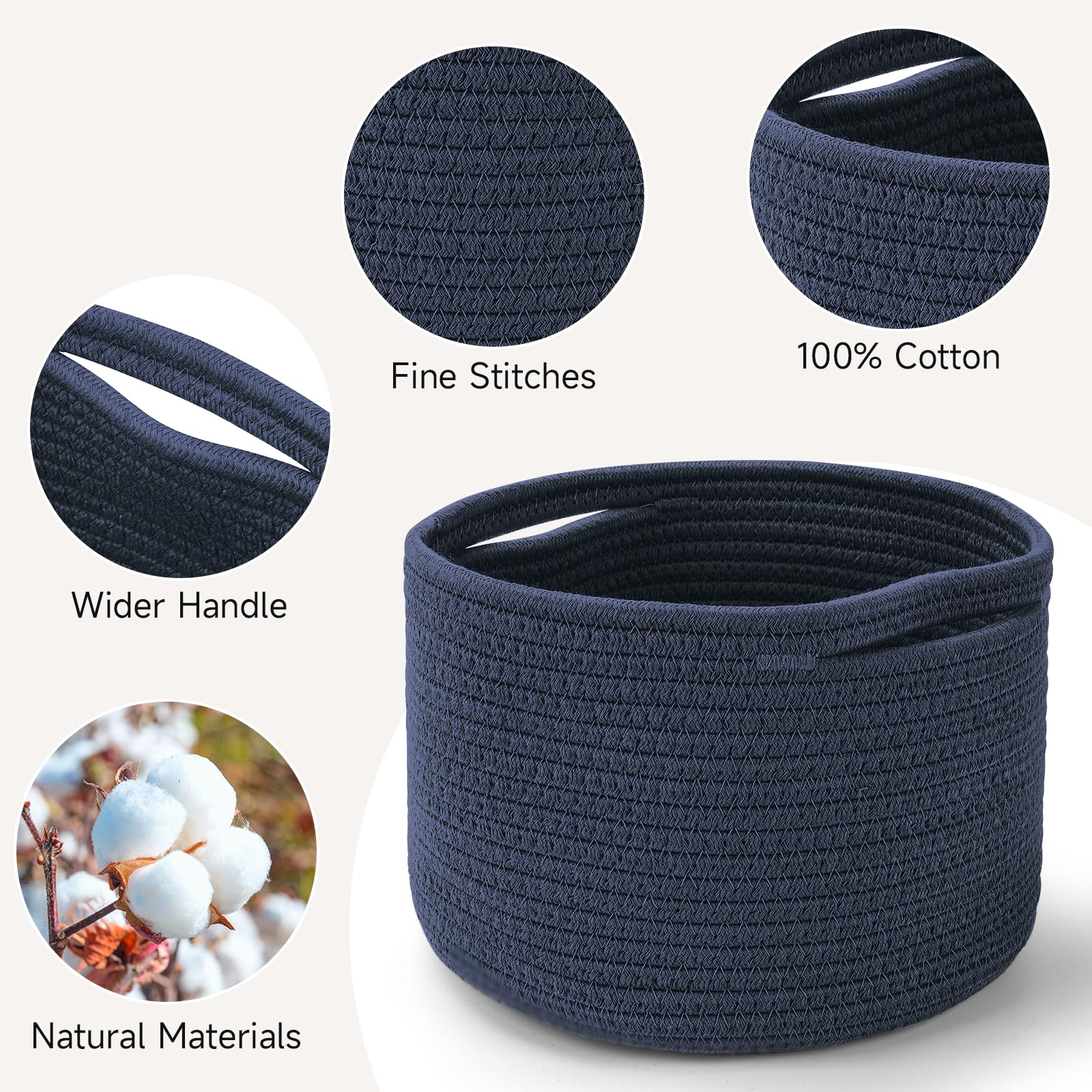 Maxuni round woven storage basket ideal for organization on a bookshelf.