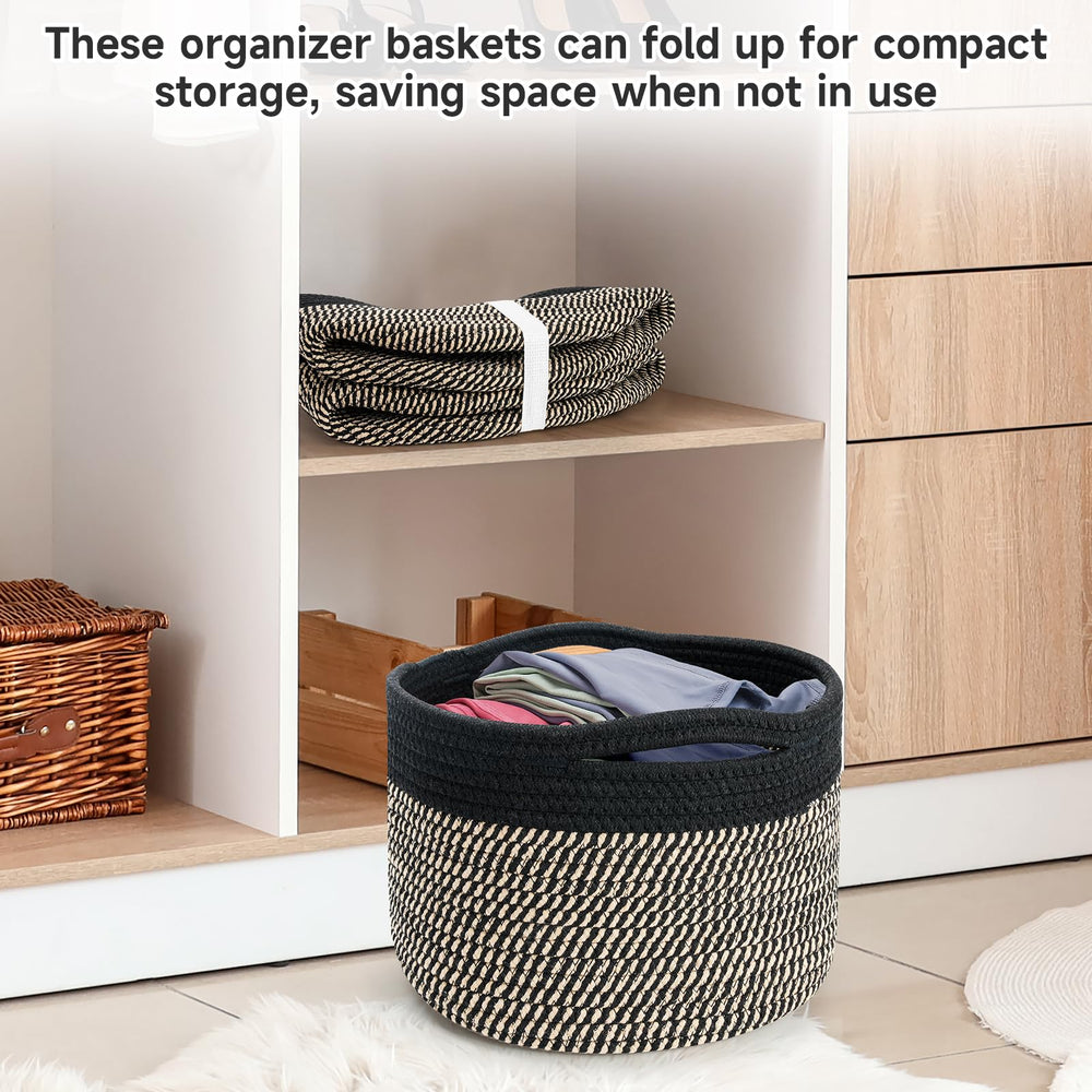 Maxuni 3-pack display highlights coordinated storage in brown and black tones.