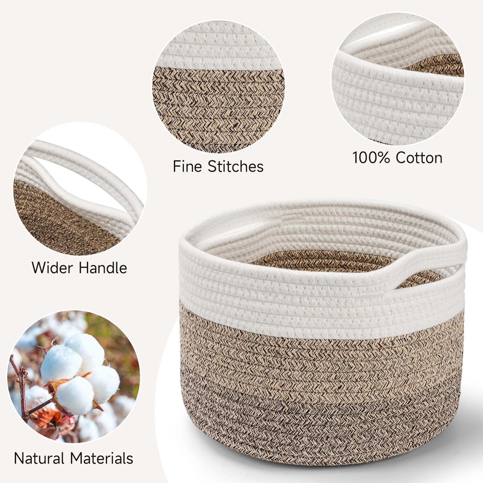 Maxuni small rope basket 3-pack mixed brown versatile set for home organization and gifting