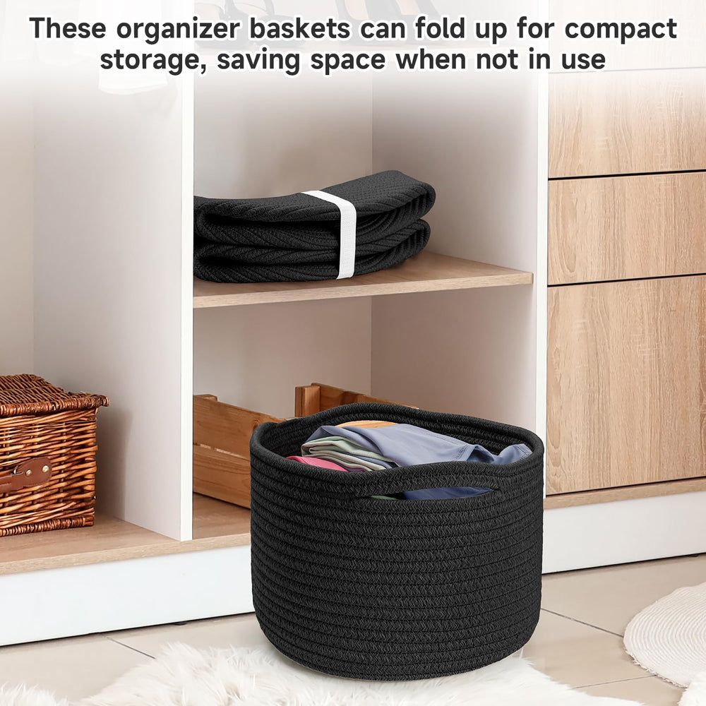 Maxuni rope basket used as baby toy storage on a shelf