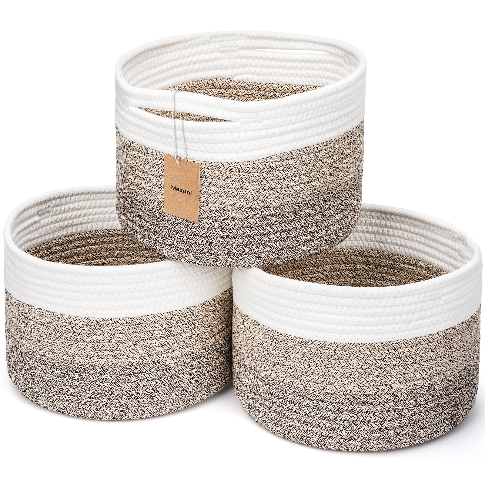 Maxuni small rope basket closeup weave shows soft cotton rope and sturdy weave for durable storage