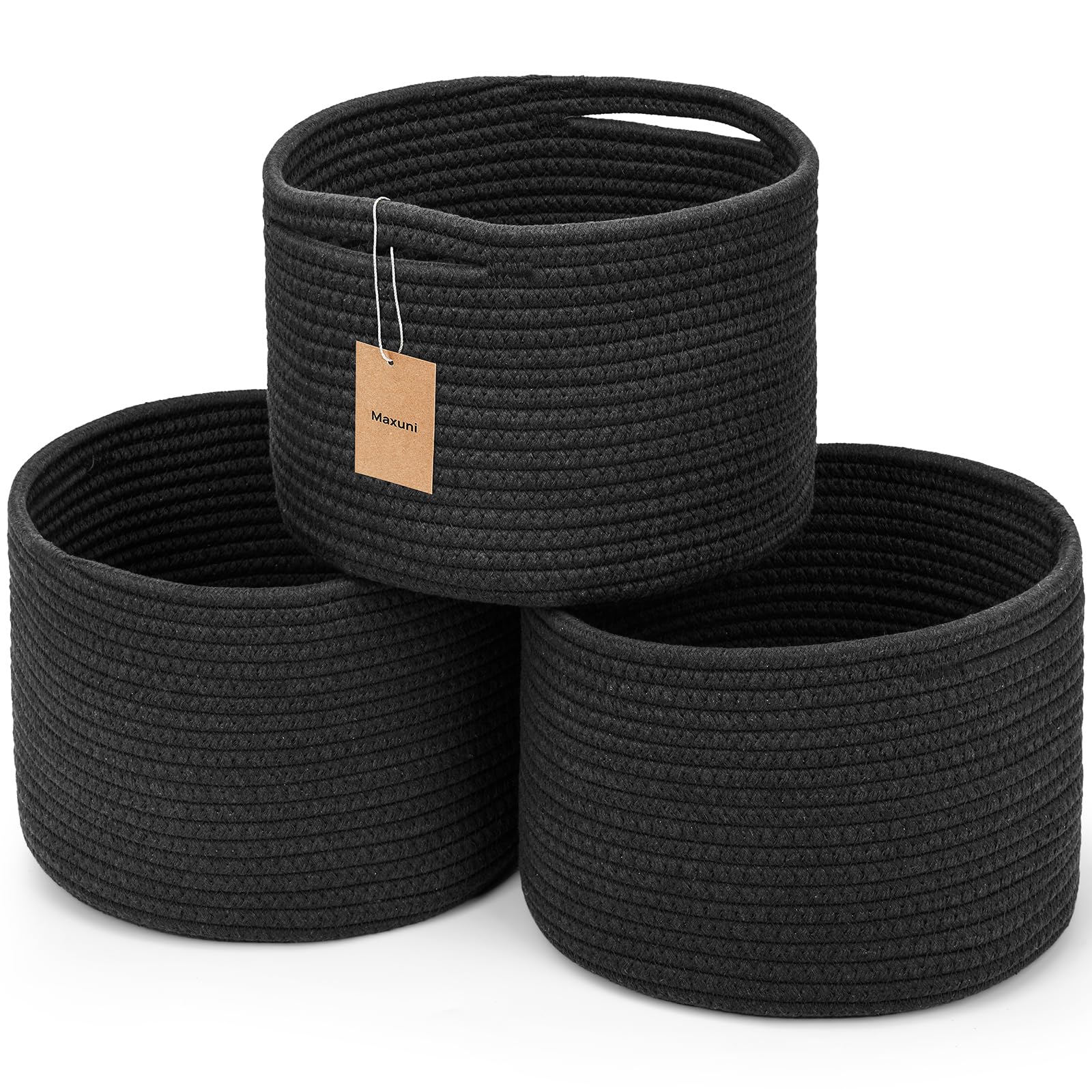 Maxuni small rope basket on display shelf for organized storage