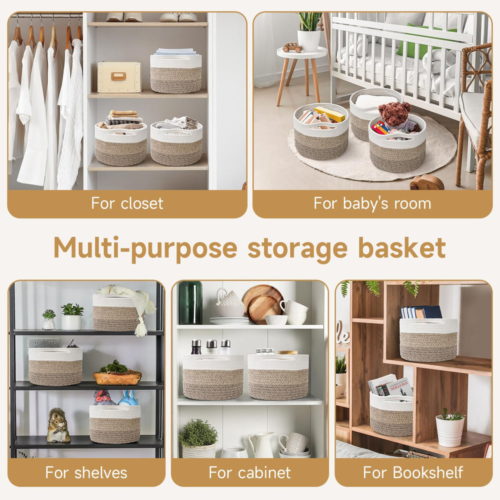 Maxuni small rope basket hidden handles reinforced design for easy carrying