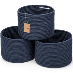 Maxuni small rope basket navy blue on shelf for tidy keys and wallets.