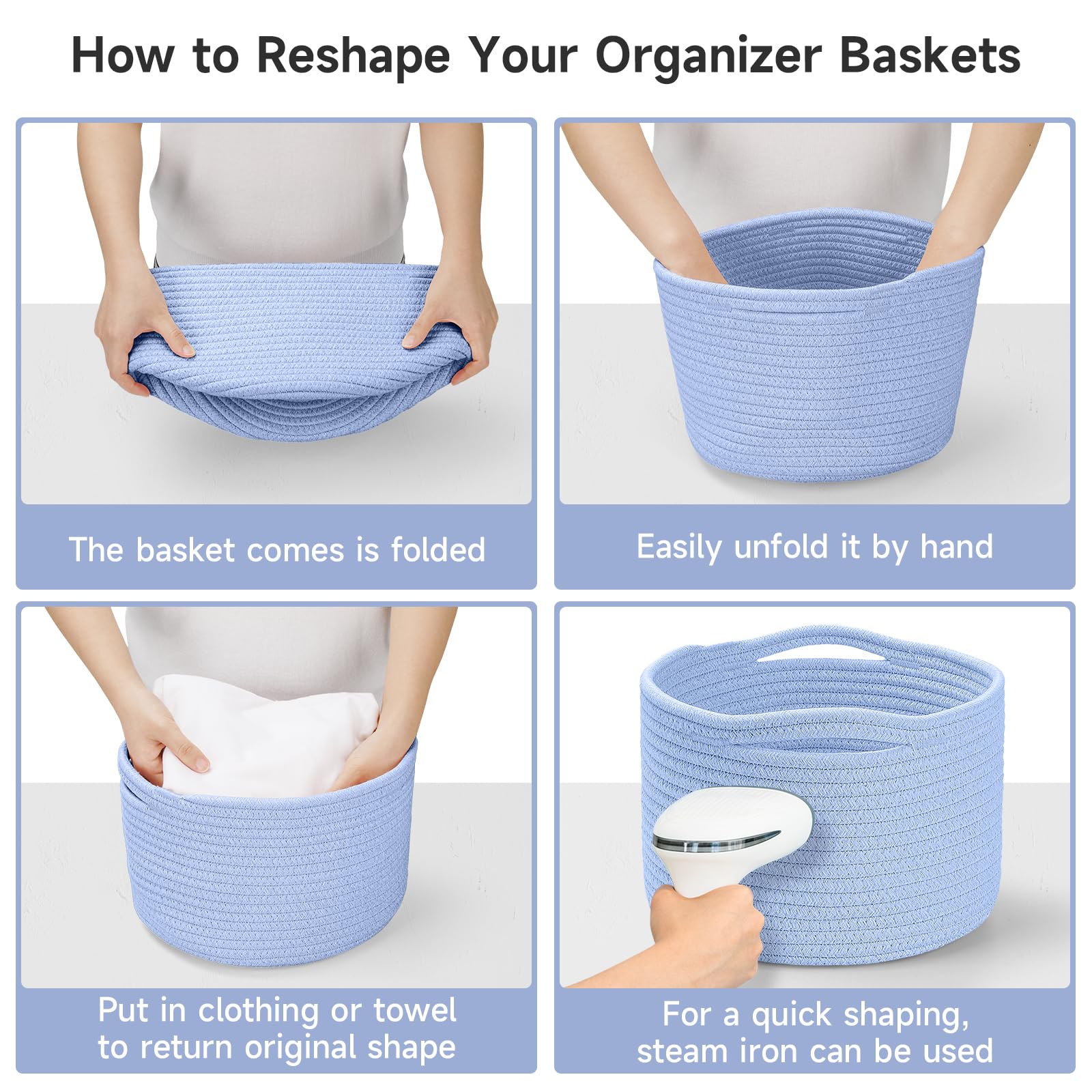 Maxuni small rope basket skyblue empty gift ideas for occasions.