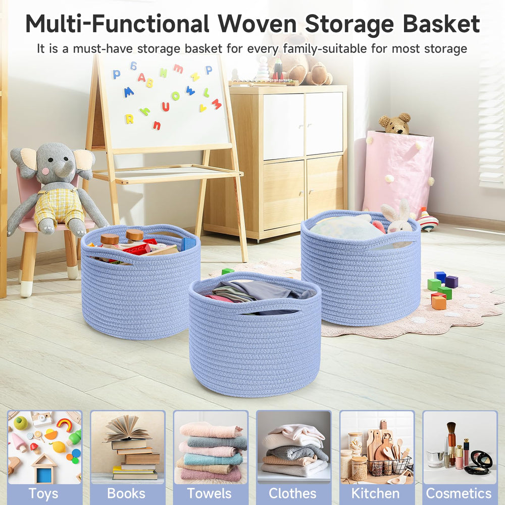 Maxuni small rope basket skyblue multiuse organizer for keys, toys, and cosmetics.