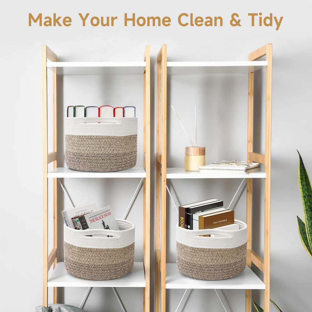 Maxuni small rope basket stability stays shaped on shelves or desktops