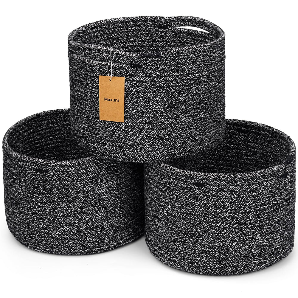 Maxuni small rope basket storage showcases compact design ideal for desk essentials organization