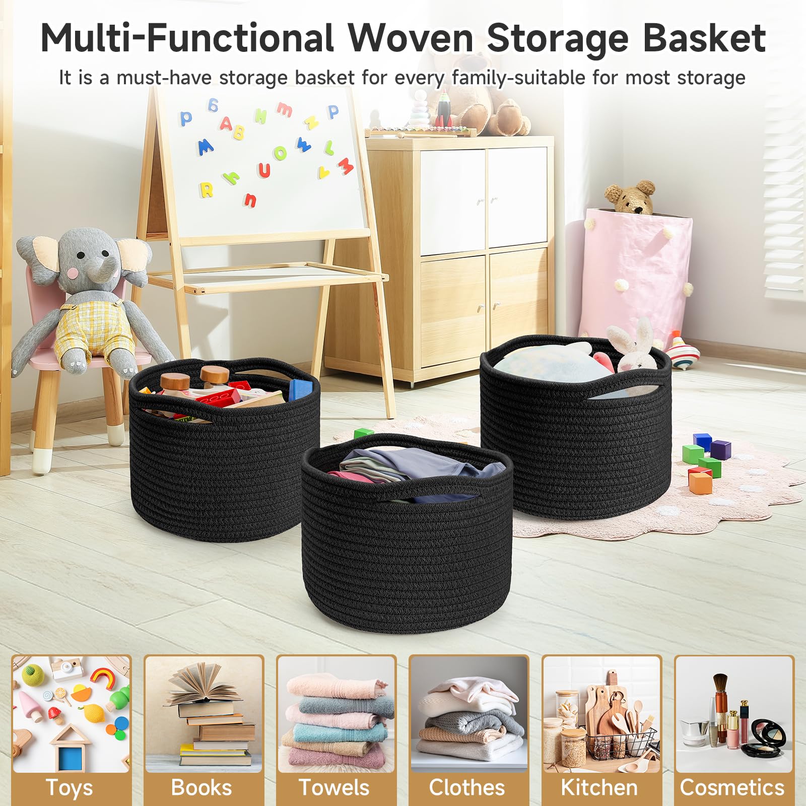 Maxuni small rope basket styled in closet for neat organization