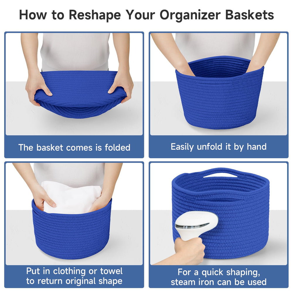 Maxuni small rope baskets on a desk for cosmetics and office supplies