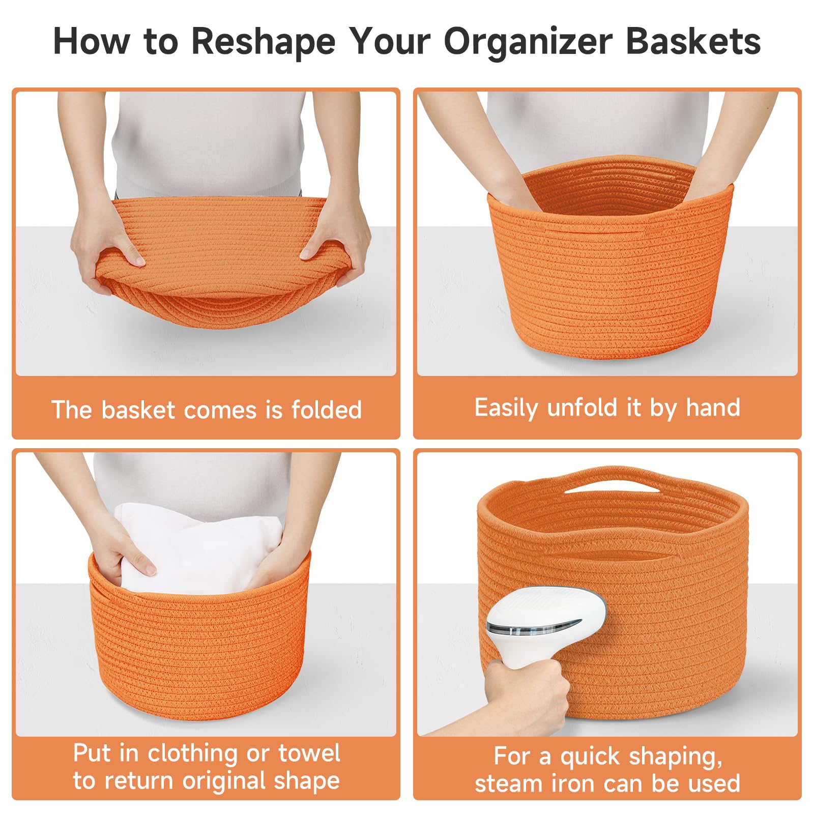 Maxuni small rope baskets orange gift idea showcasing empty gift basket versatility.