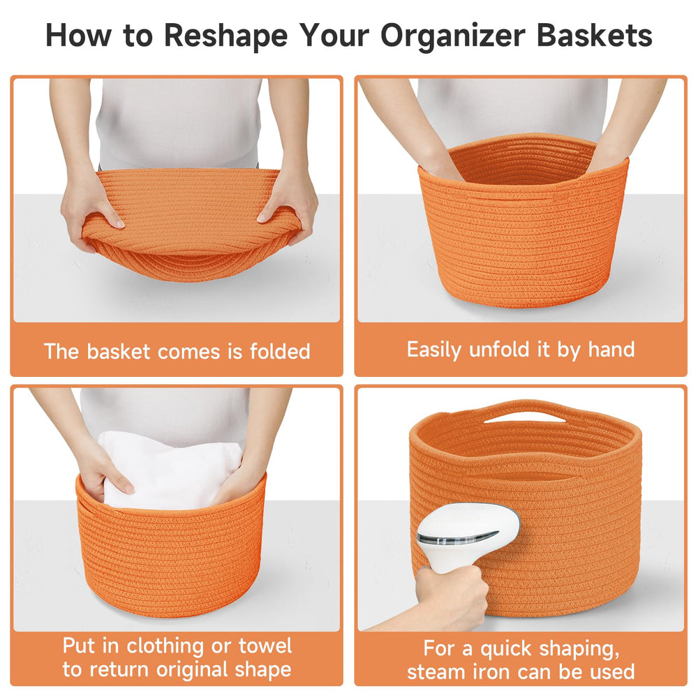 Maxuni small rope baskets orange gift idea showcasing empty gift basket versatility.