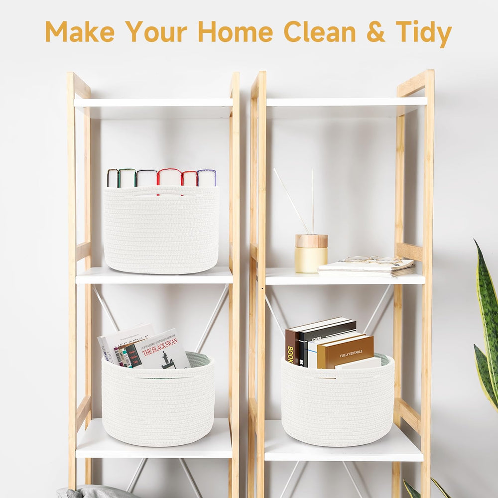 Maxuni small rope basket nursery and desk organization ideas.