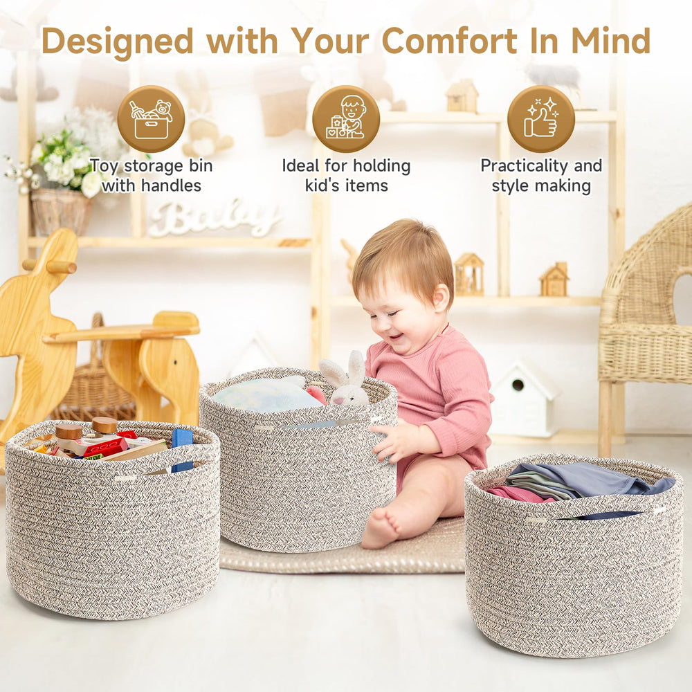 Maxuni small rope baskets reinforced handles closeup show durable carrying