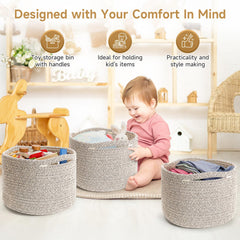 Maxuni small rope baskets reinforced handles closeup show durable carrying