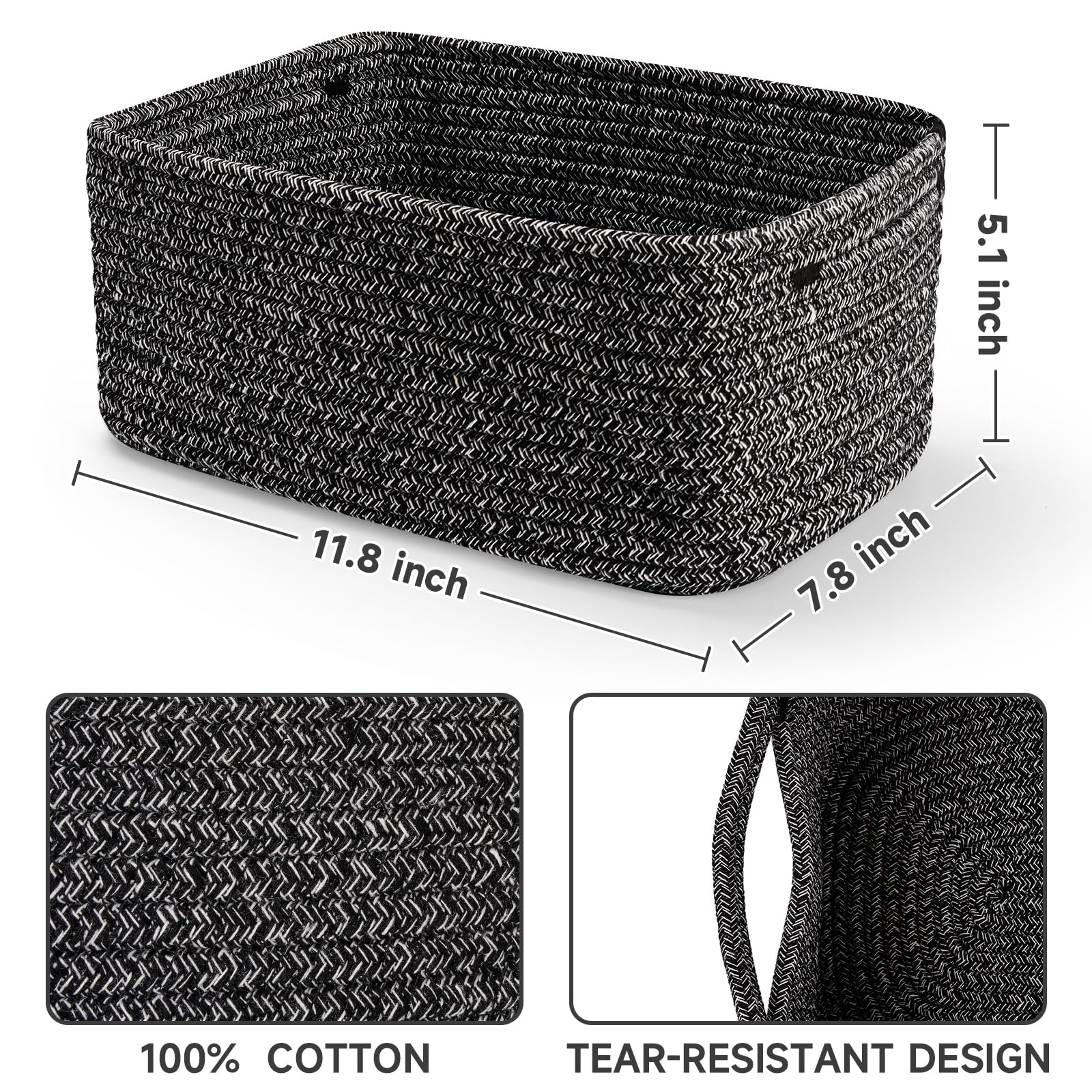 Maxuni soft cotton rope basket offers durable, child-safe storage.