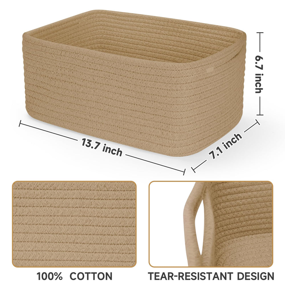 Maxuni woven cube basket closeup highlights soft cotton rope and durable construction.