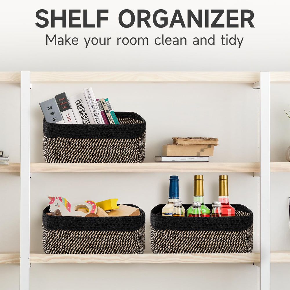 Maxuni woven shelf toy basket with soft rope texture for nurseries.