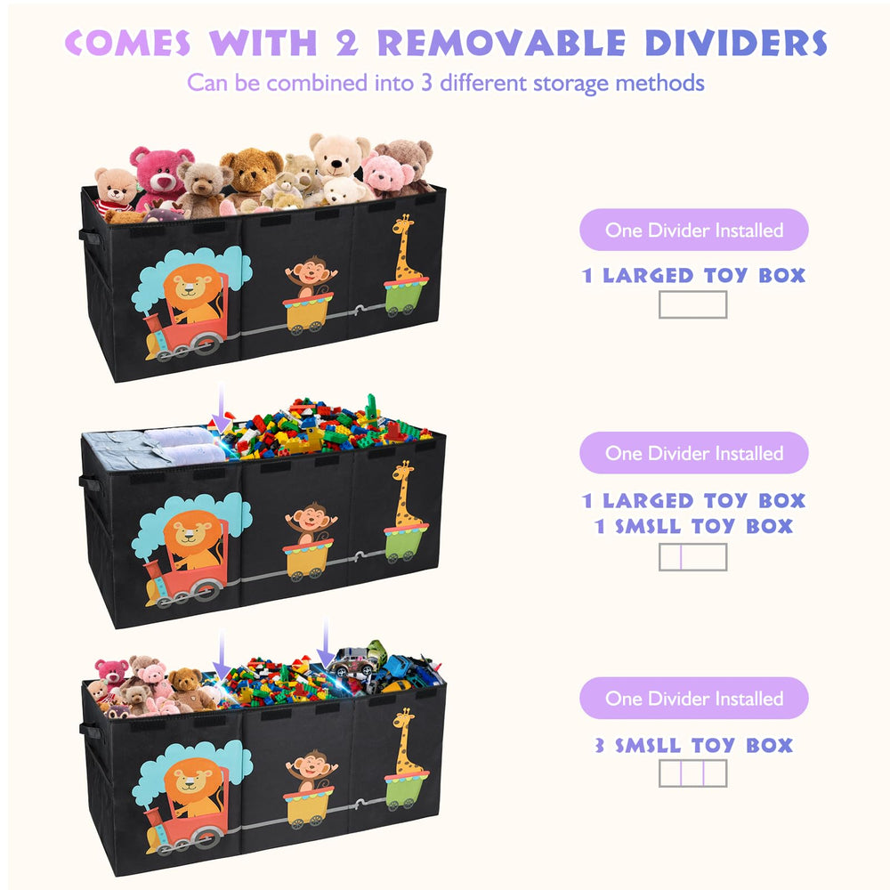 Maxuni XL Toy Box capacity over 150L keeps many toys neatly stored.
