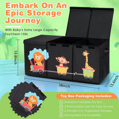 Maxuni XL Toy Box detachable divider organizes small items in two compartments.