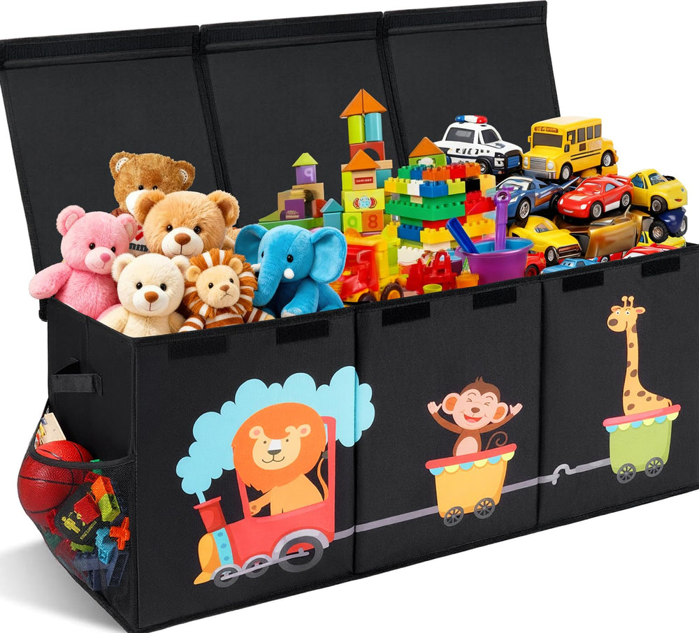 Maxuni XL Toy Box lid-close dustproof feature keeps toys dust-free and rooms neater.