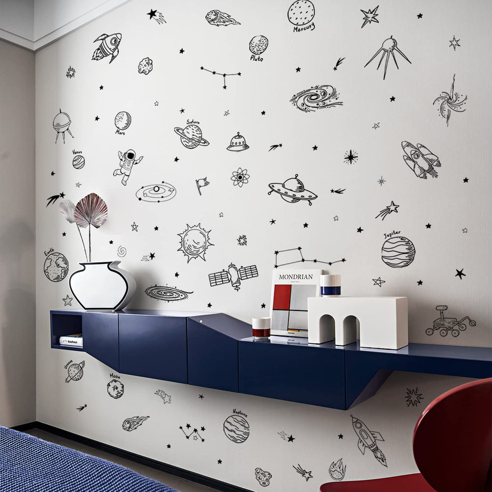Maydahui outer space wall stickers galaxy enhance room depth for space-themed storytelling.