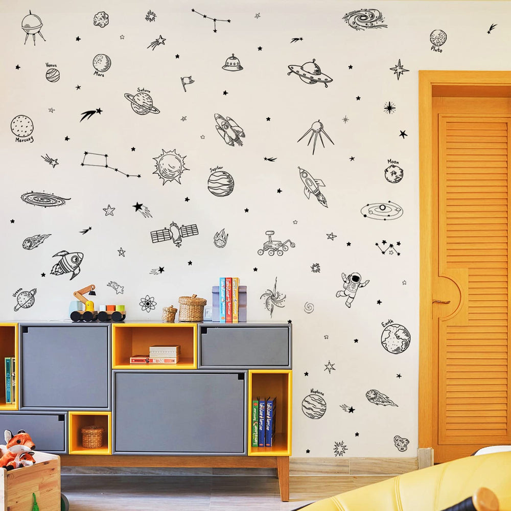 Maydahui outer space wall stickers rocket adds dynamic space vibe to playrooms.