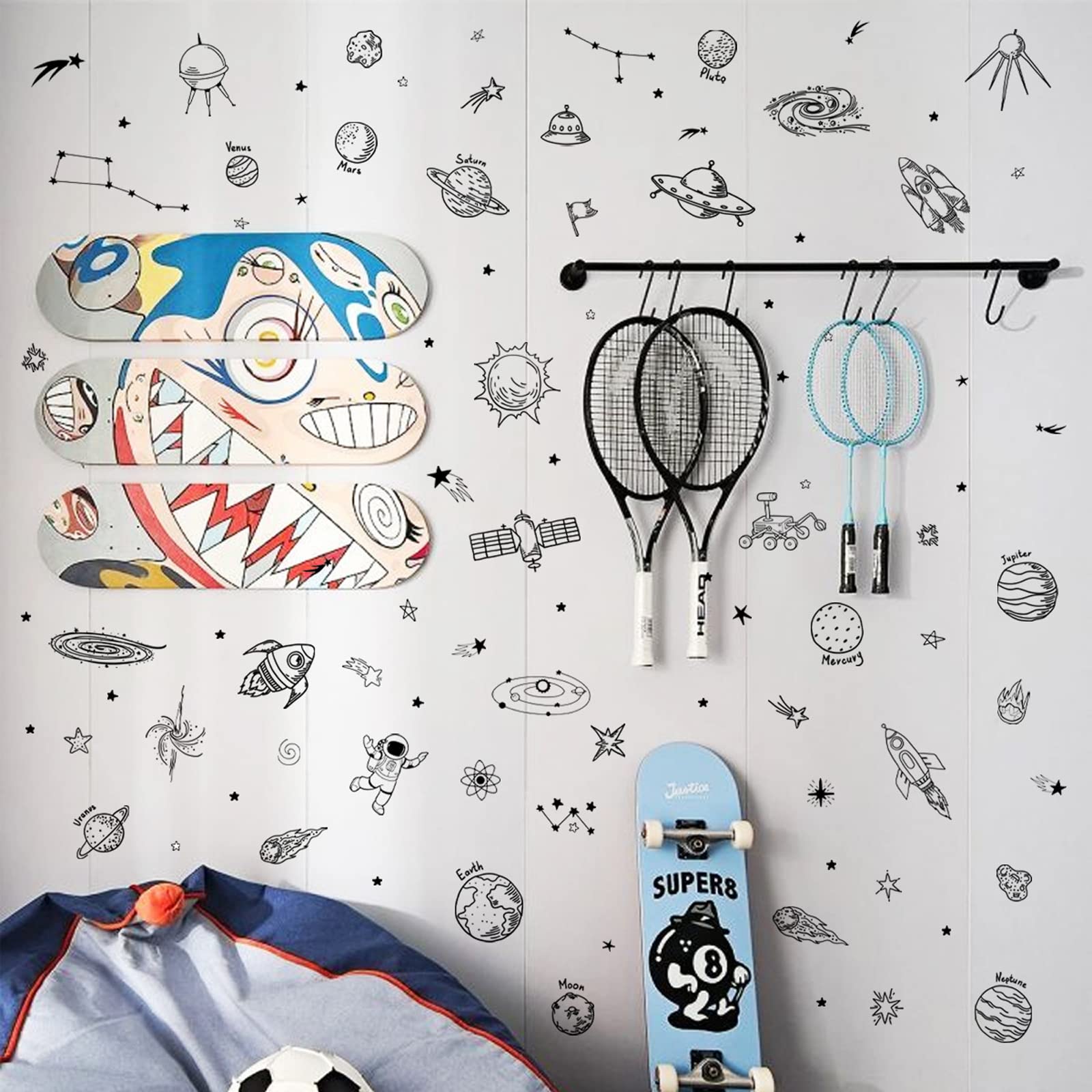 Maydahui outer space wall stickers universe collection offers easy DIY décor on smooth surfaces.