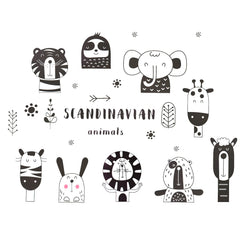 Maydahui Safari Wall Decals four sheets arranged on a wall to spark playful nursery vibes.