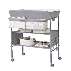 Maydolly baby-changing-table-folded-compact shows easy storage.