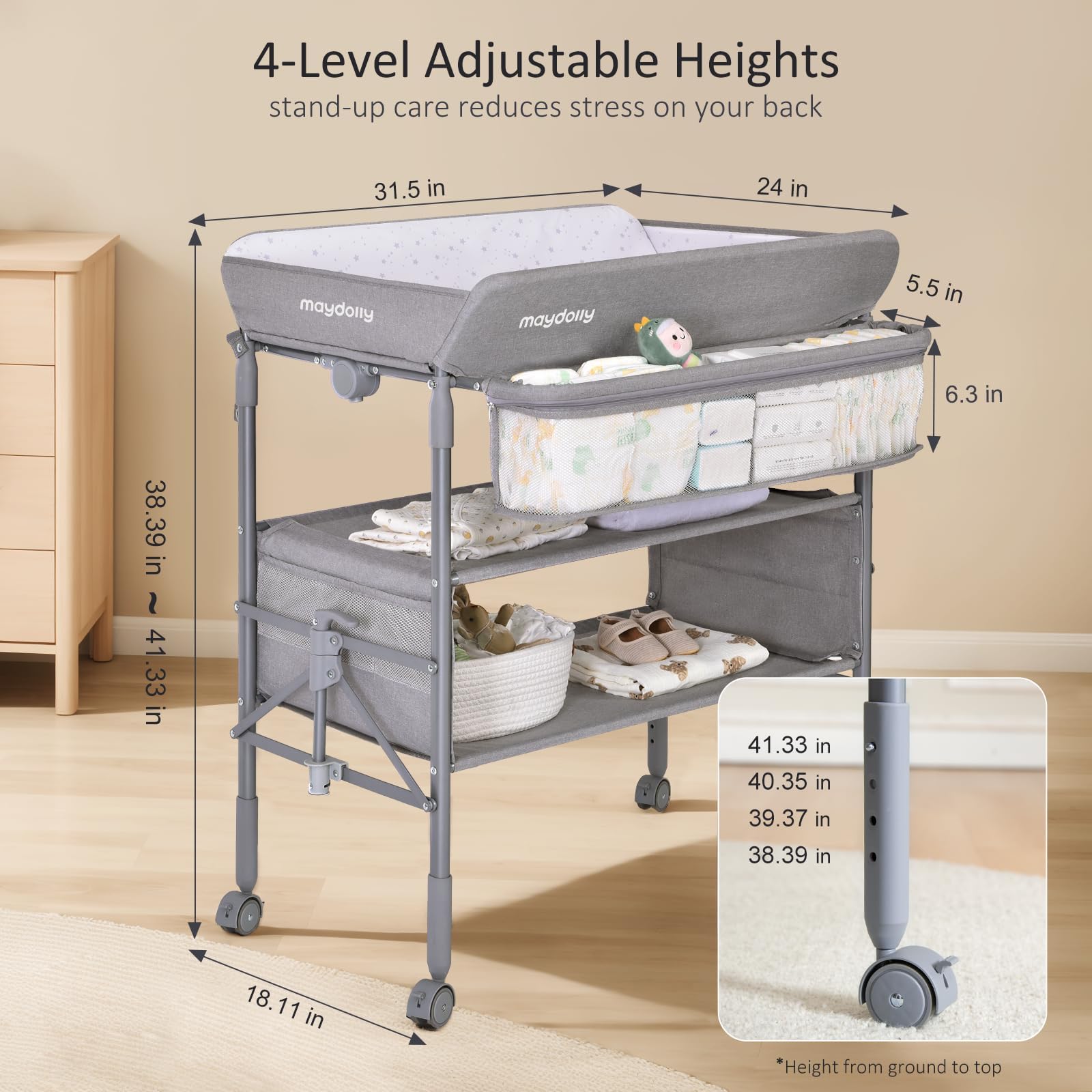 Maydolly storage-ready layout doubles as a drying rack stand.