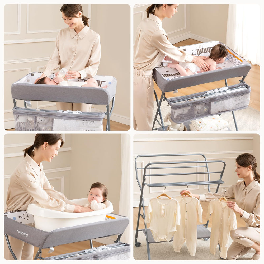 Maydolly large storage organizers hold diapers, towels, and toys for easy access.