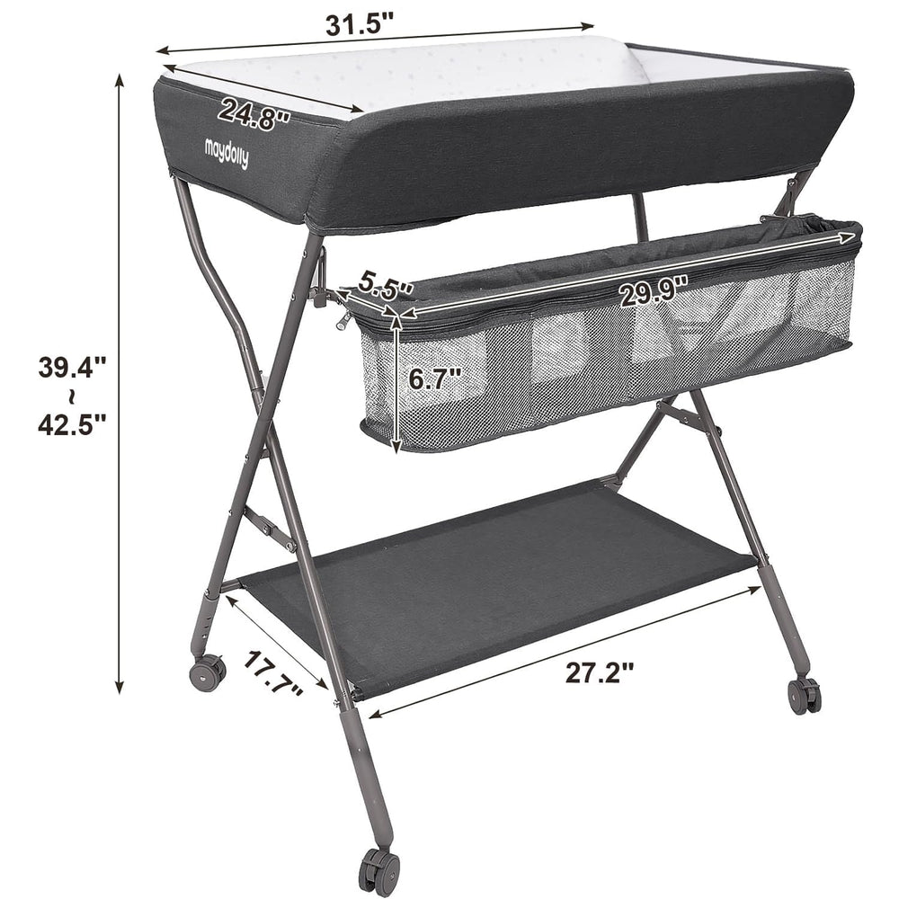 Maydolly nursery organizer with three baskets keeps diapers and towels handy